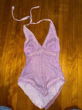 Lavender/purple/pink halter top with embroidery